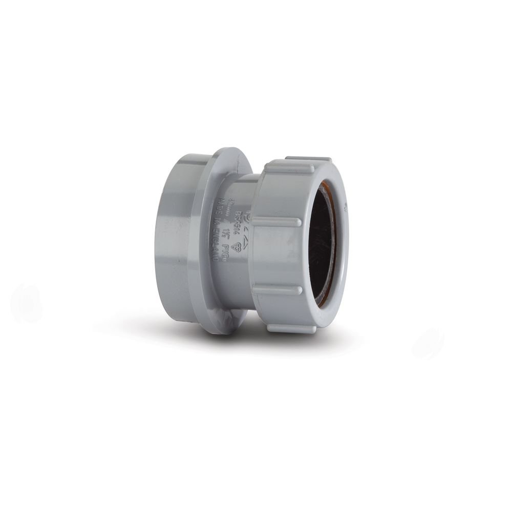 Polypipe SN65 Grey Straight Adaptor 50mm Soil