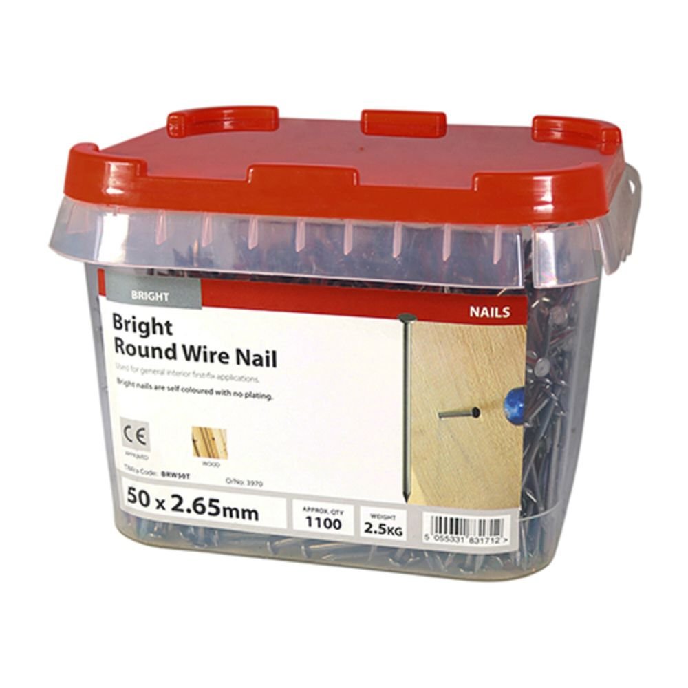Round Wire Nails Bright 50mm 2.5kg Pack