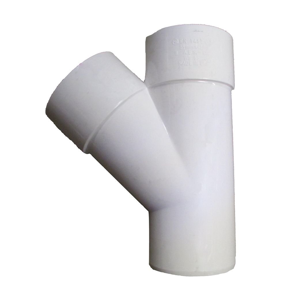 Polypipe WS53W White Swept Tee 45DG 50mm Weld