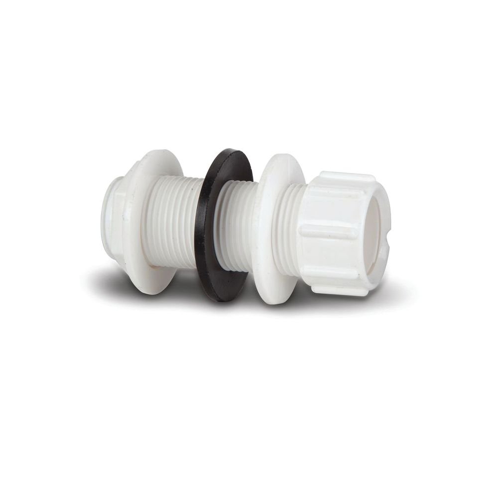 Polypipe VP49 White Straight Tank Connector 21.5mm Push Fit