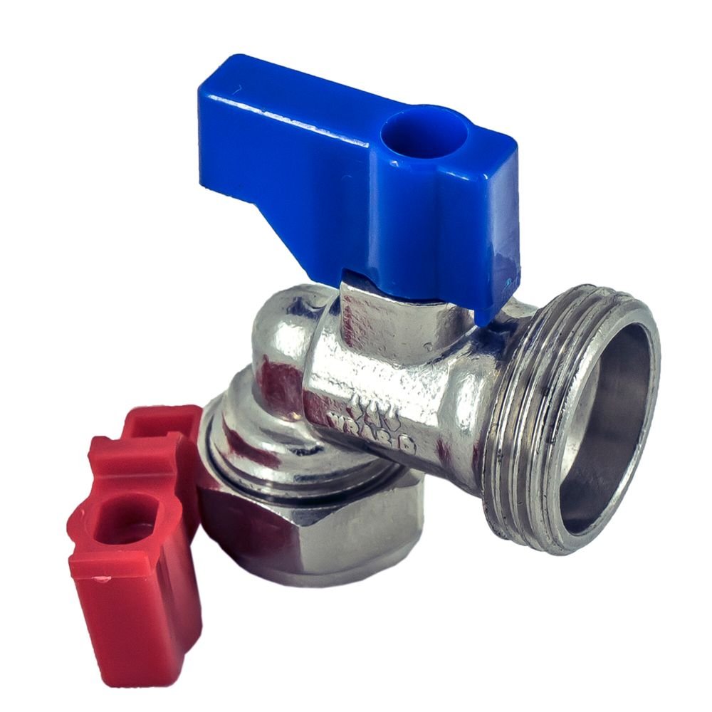 H&B 15mm X 3/4" Angle Blue / Red Lever Wash Mach
